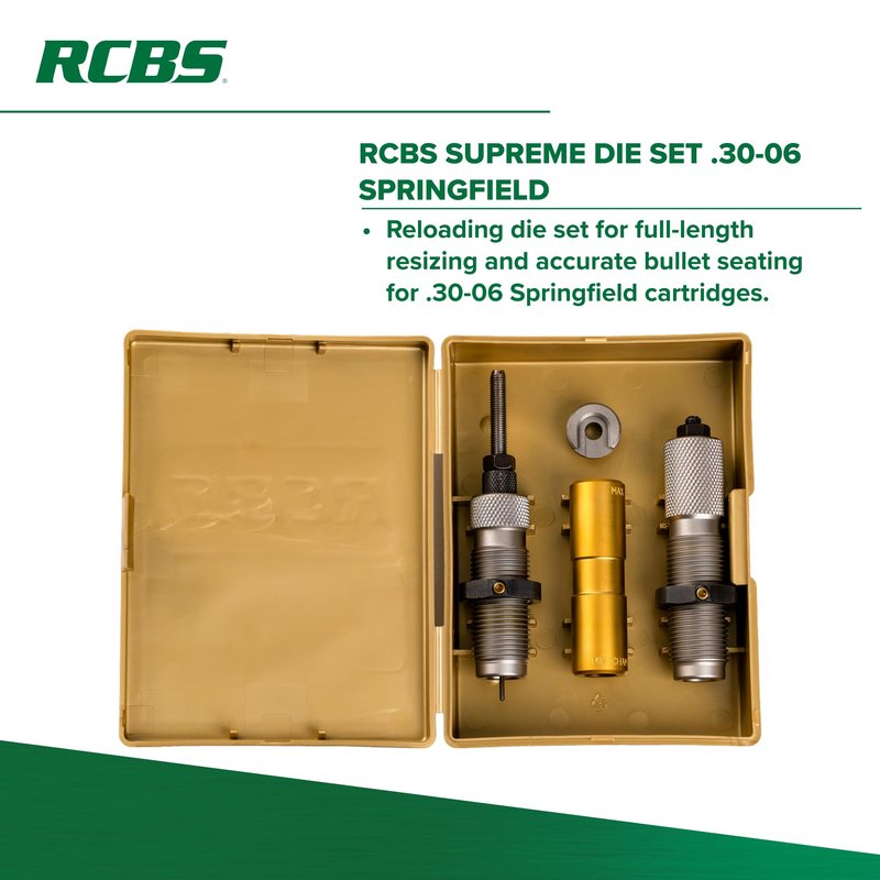 RCBS Supreme Die Set for .30-06 Springfield - Superior Performance for Reloaders with a Shell Holder and Chamber Case Length Gauge
