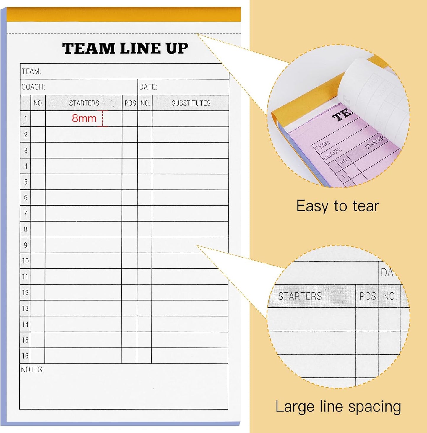 Regine Switzerland Softball/Baseball Lineup Cards - 60 Sets of 16 Player Carbonless Sheets | 4.5 x 8 in