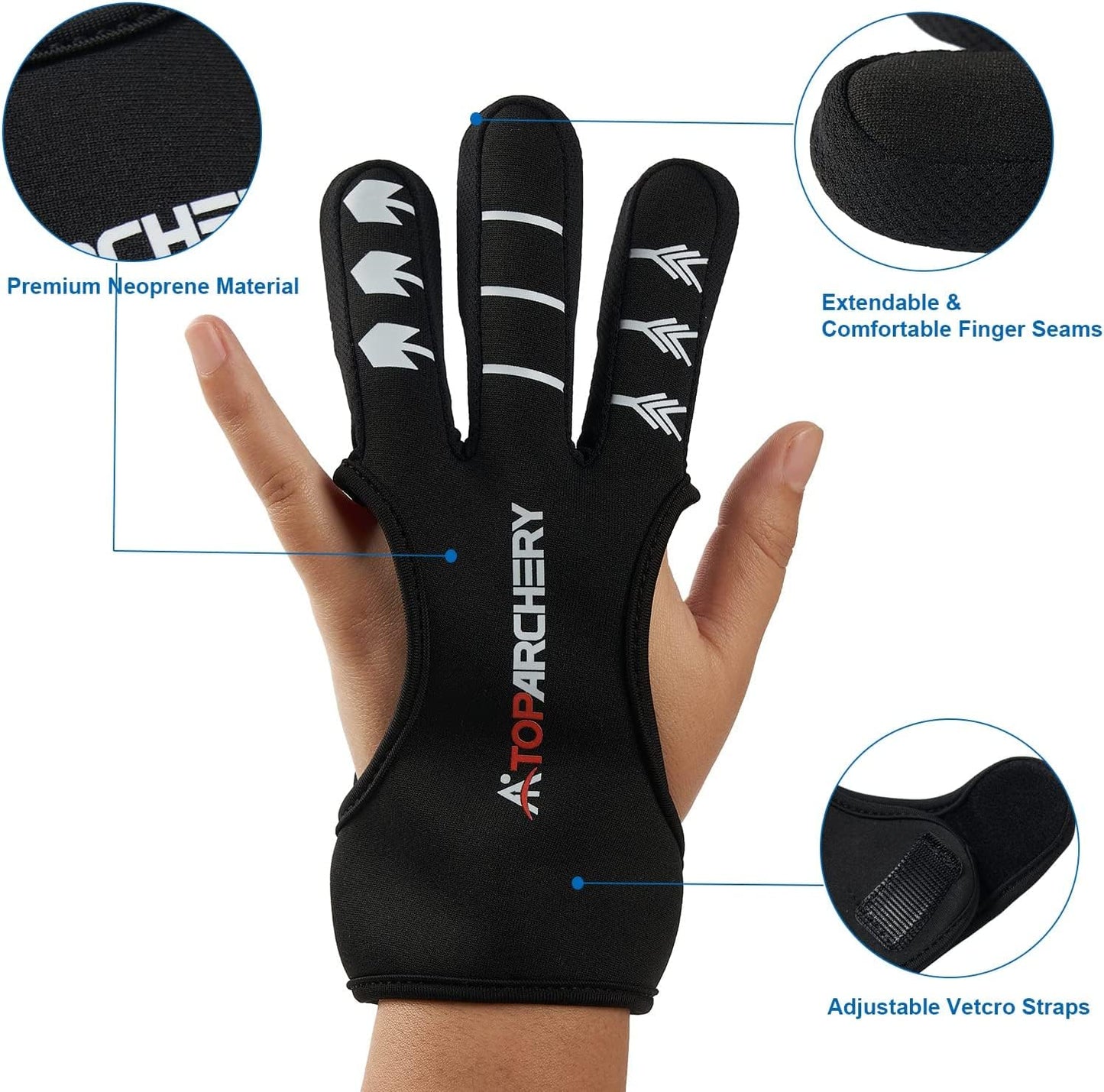 TOPARCHERY Archery Arm Guard & Finger Tab Gloves, Leather Arm Protector Adjustable Protective 4-Strap Accessory Lightweight for Hunting Target Shooting (L)