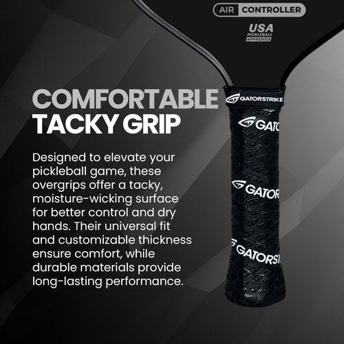 GATORSTRIKE Vincimus Air Controller T600 Pickleball Paddle, T600 Carbon Fiber Pickleball Paddle with Enhance PP Honeycomb 16mm Core, 8.1oz with GatorGrit Face (Grey)
