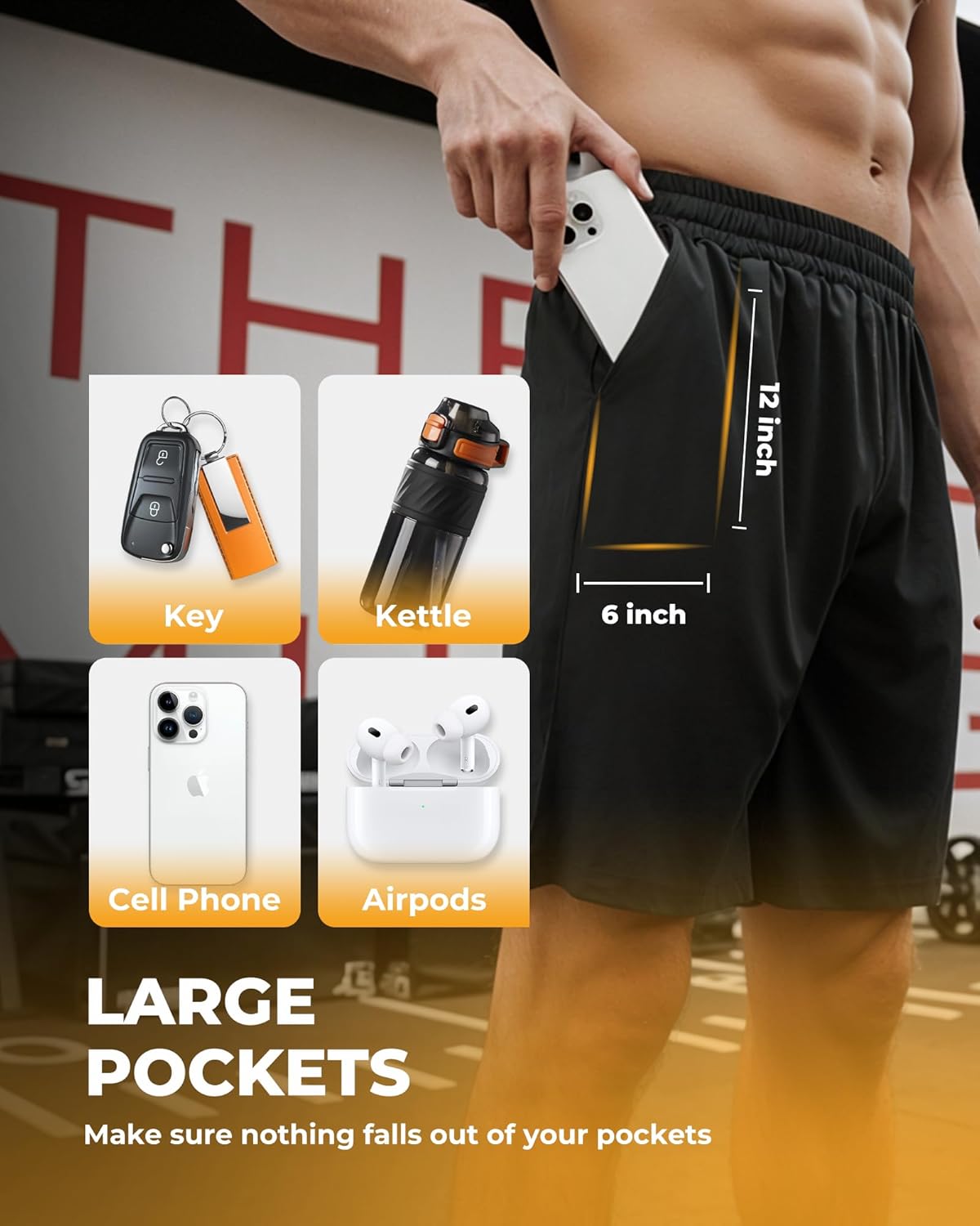 Skiennix Men's Basketball Shorts - Quick Dry Athletic Shorts with Pockets | 4-Pack Black Fitness Wear