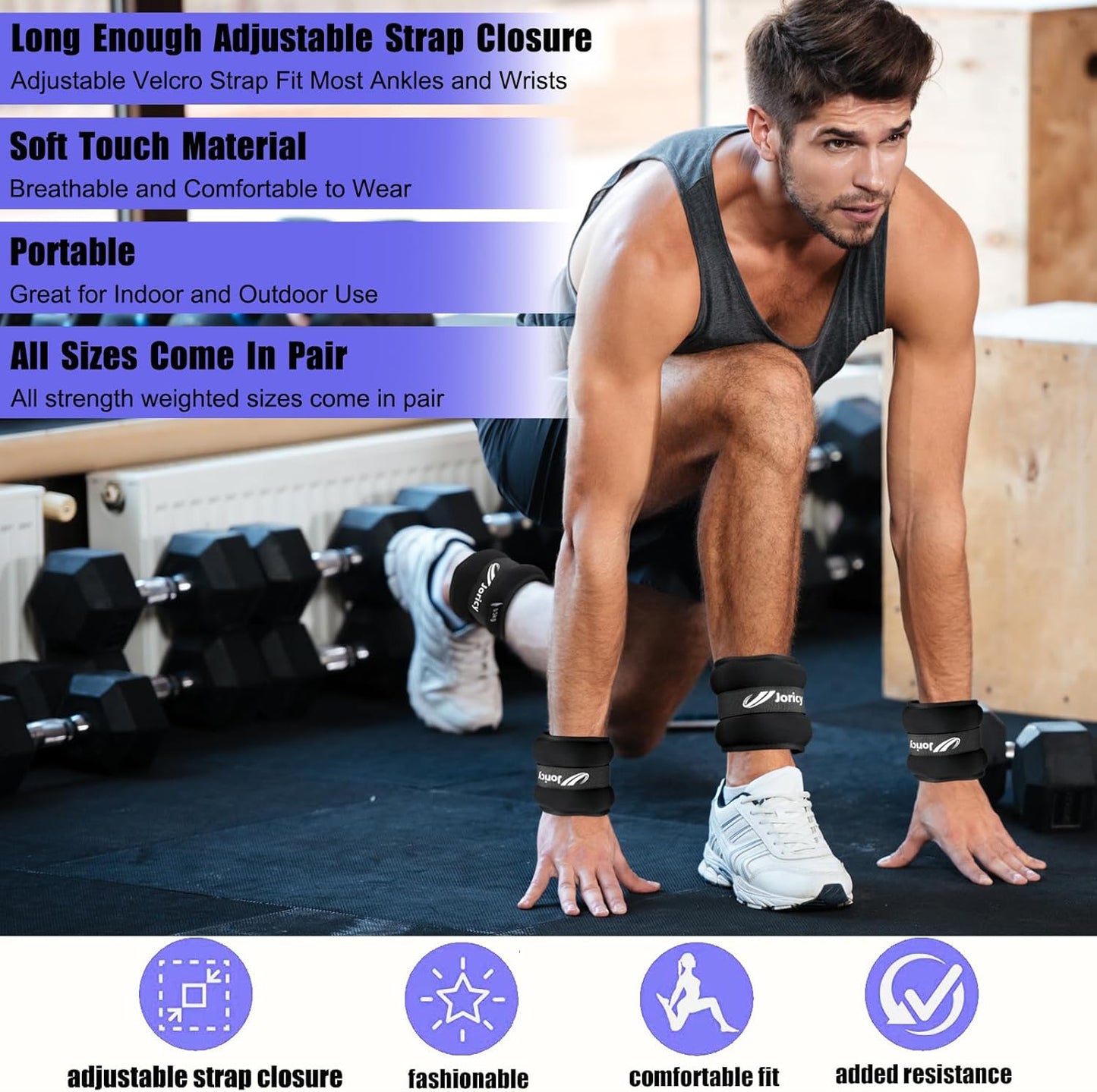 Skiennix Ankle Weights - Adjustable 1-20 LBS for Strength Training & Physical Therapy | Unisex Fitness Gear