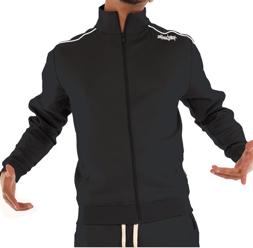 SCREENSHOT-S51703 Mens Hip Hop Premium Stack Fit Comfort Track Jacket - Athletic Sport Fitness Fashion Urban Lifestyle Streetwear Top-Black/White-Xlarge