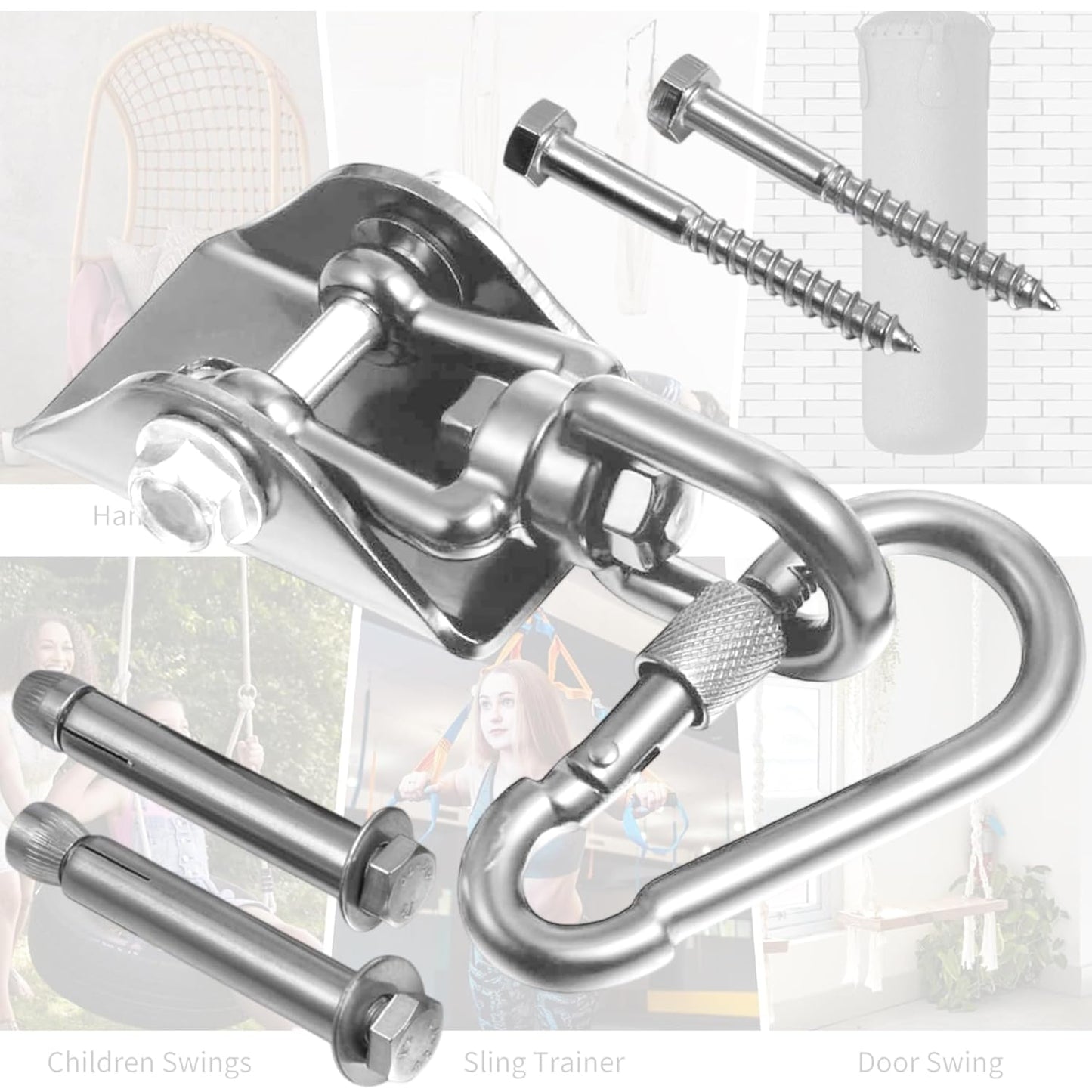Swing Hanger | Heavy-Duty Stainless Steel 360° Rotating Hammock Kit - 2000LB Capacity, 2 Packs