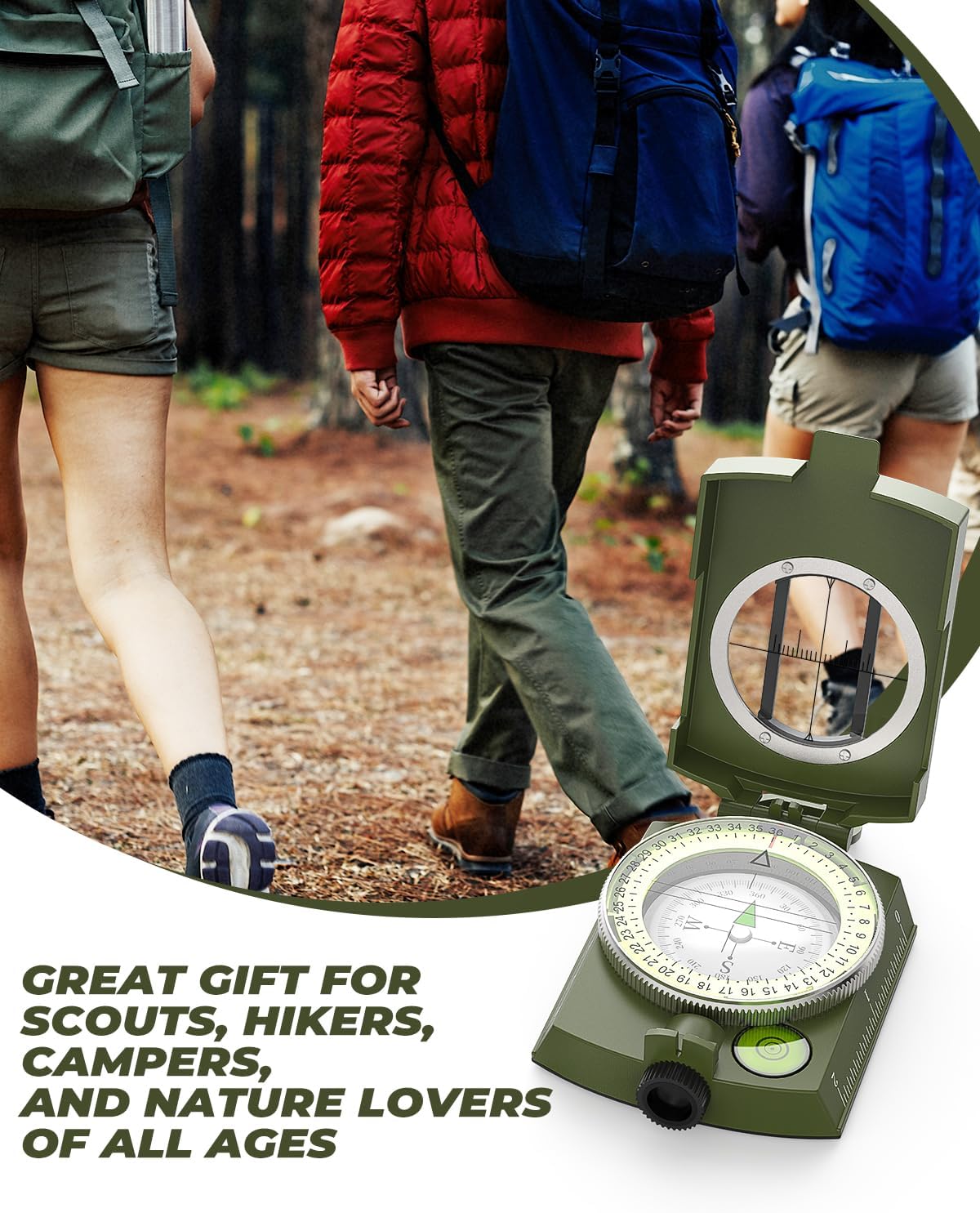 Sportneer Compass - Accurate Lightweight Orienteering Compass with Glow-in-the-Dark Feature | Waterproof Hiking Essential