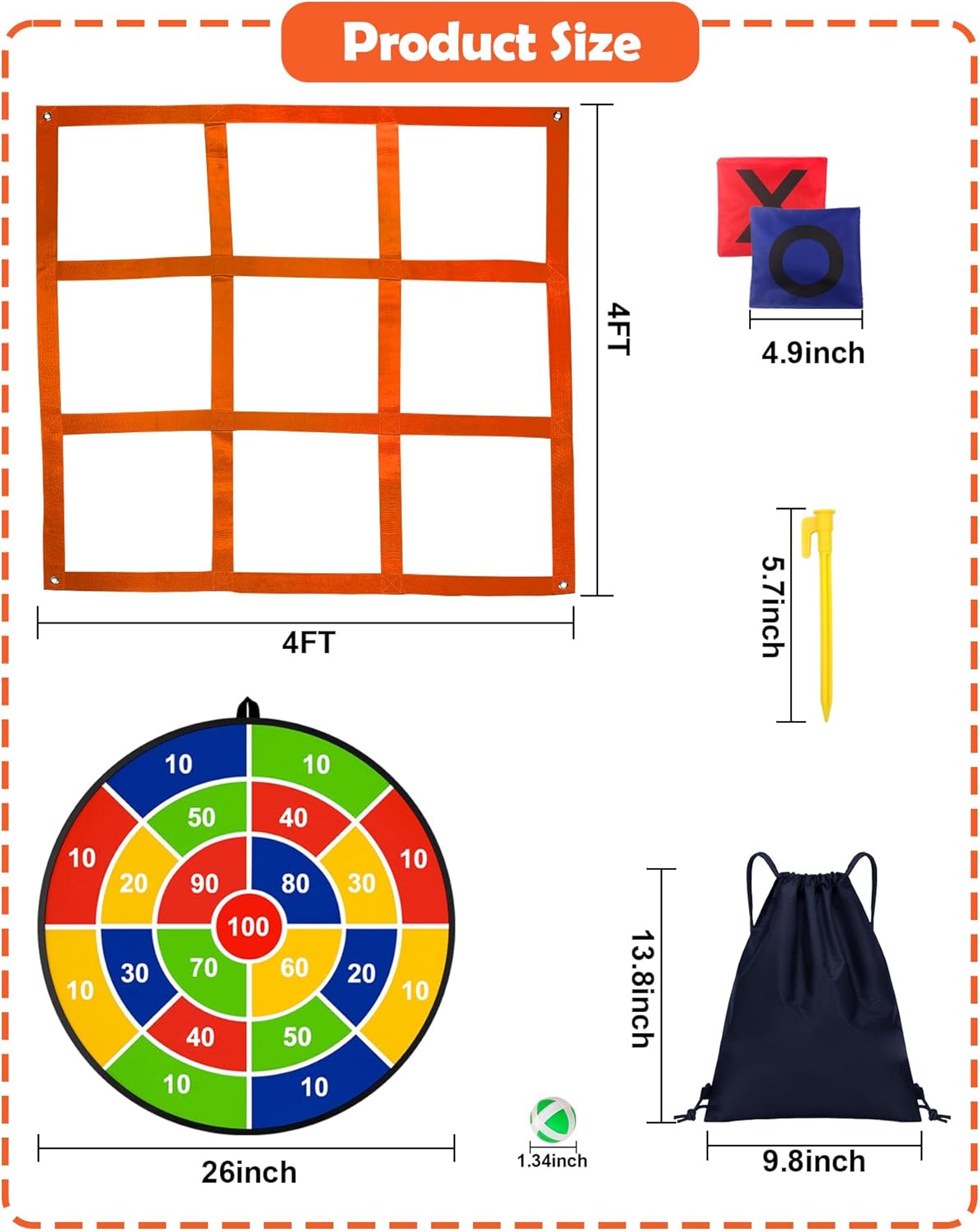 Skiennix 2-in-1 Outdoor Giant Tic Tac Toe & Bean Bag Toss Game | Fun for Kids & Adults, Perfect for Yard Parties