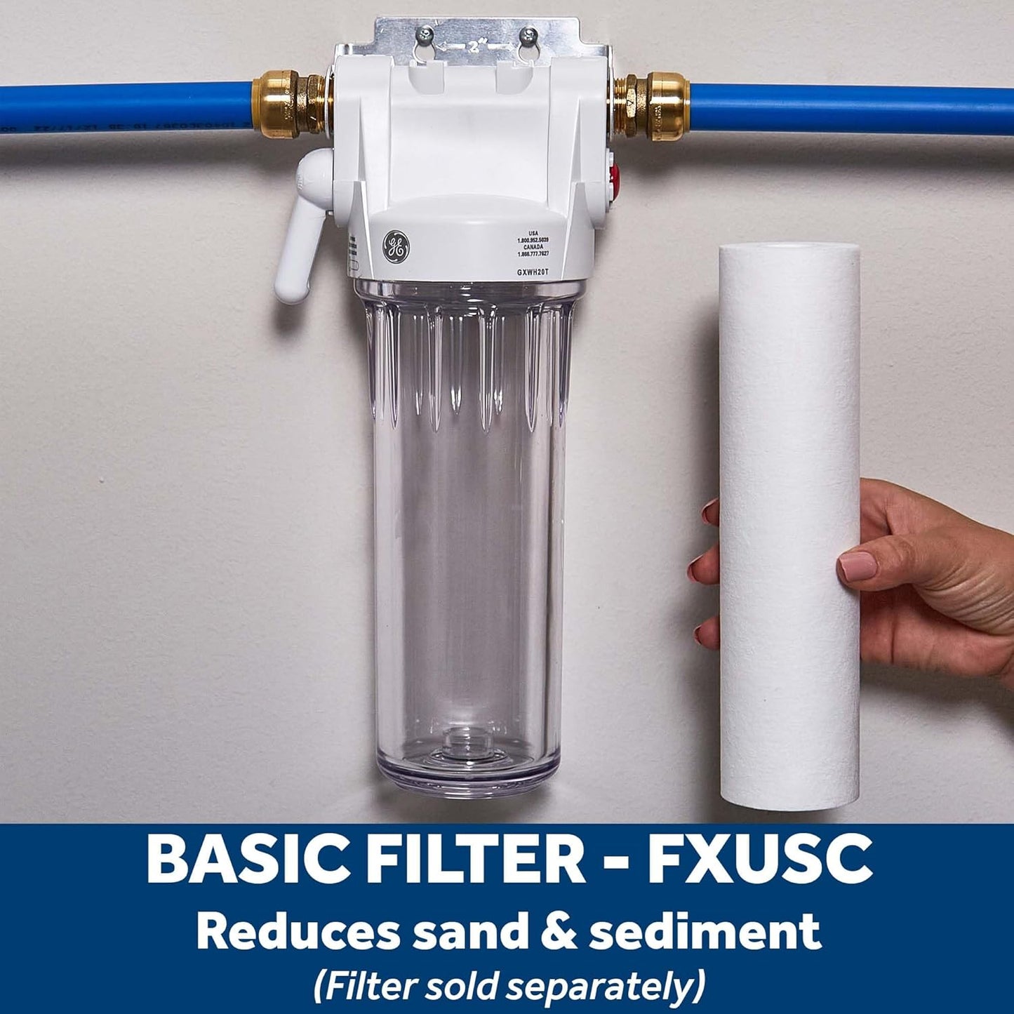 Whole House Water Filtration System - Reduces Sediment & Rust, Installation Kit Included, GXWH20T