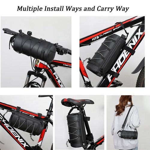 Suruid Bike Handlebar Bag, 2.7L Bicycle Frame Bag with Shoulder Strap, Waterproof Bike Front Bag Bicycle Accessories Storage Bag for MTB Road Bike