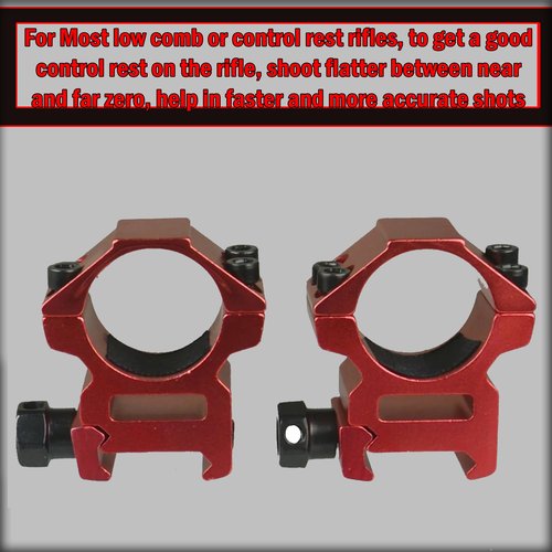 Gotical Tactical Rifle 1 Inch Scope Rings 25.4mm/ 2PCs 1 Scope Rings Low Profile Scope Mounts for 20/21 mm Weaver Picatinny Rails Light Weight No Slip Set of Two (Red)