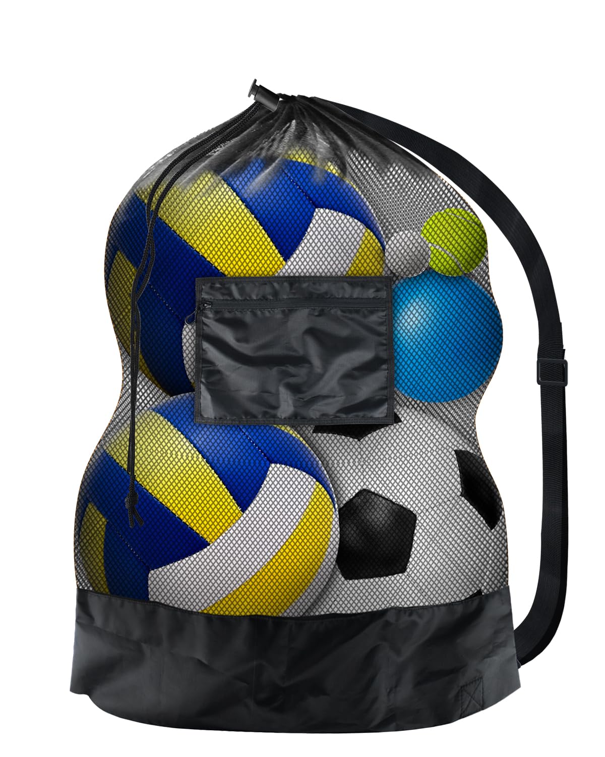 BROTOU 1/2/4/6PCS Sports Mesh Bag Sports Equipment Bag Heavy Duty Drawstring Bags Sport Balls Bags for Beach, Travel, Gym, Swimming, Camping Gear with Shoulder Strap