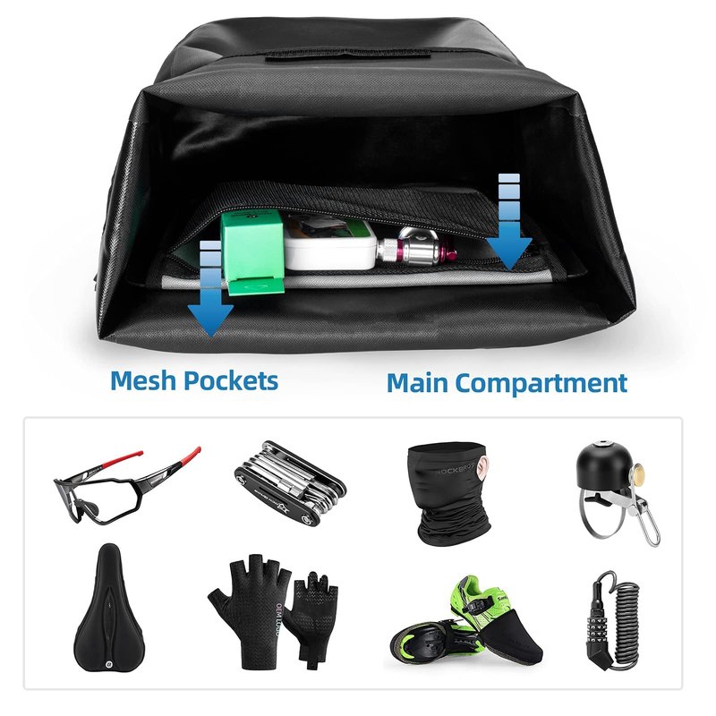 ROCKBROS Front Roller Panniers Bag Front Rack Bike Bag Sturdy Shelf Package with Carrying Handle & Free Shoulder Strap for Touring Picnic Commuting 1 Pair