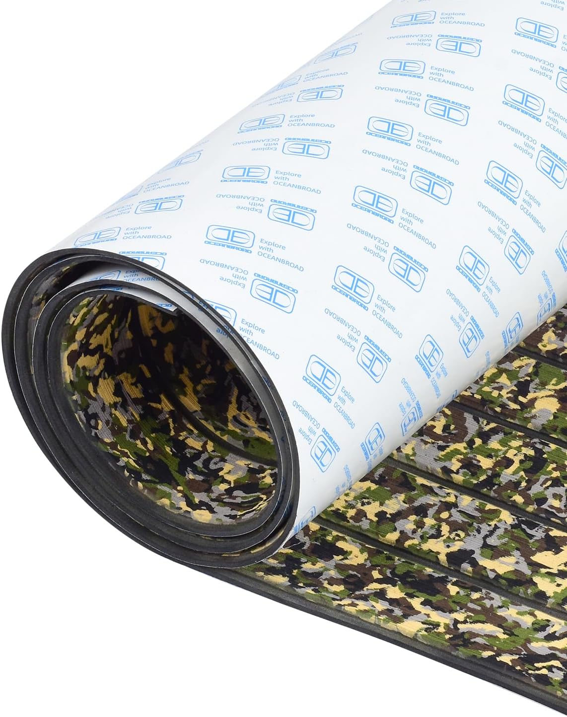 OCEANBROAD 3M Self-Adhesive EVA Foam Camouflage Boat Flooring - Non-Slip Mat for Motorboats, 48''x16.8''