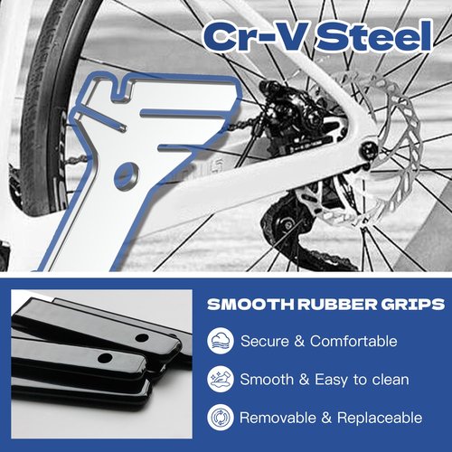Vaasee Rotor Truing Fork, Cr-V Steel + Ni-Cr Plating Rotor Truing Wrench, 3 Size Adjustment Bicycle Rotor Truing Tool with Rubber Grip for Bike Disc Rotor Alignmen