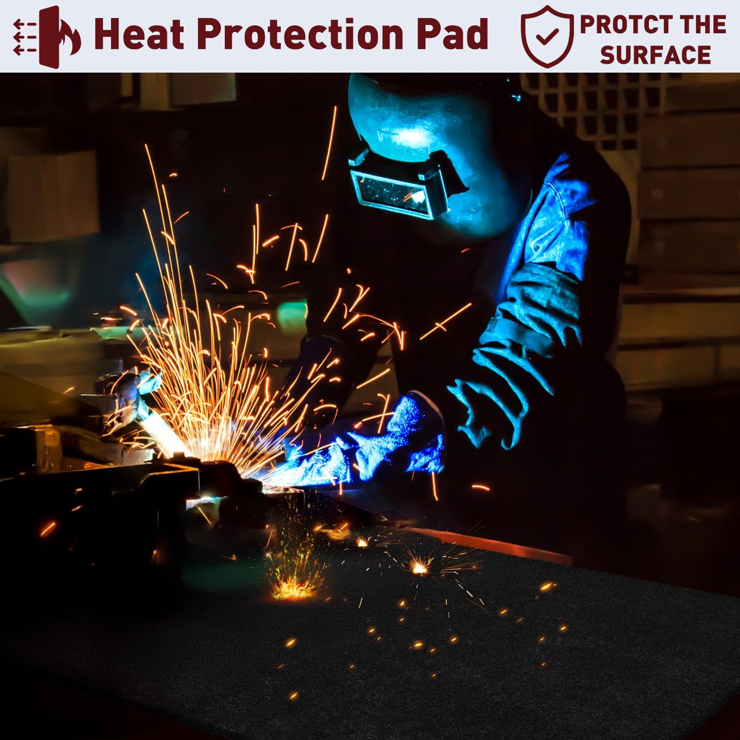 2 Pack 20" X 20" Fireproof Welding Blanket & Pad, 5mm Thickened Heat Resistant Carbon Felt Cloth, Flame Retardant Fabric for Stove Wick, Heat Shield Mat for Soldering, Firepit