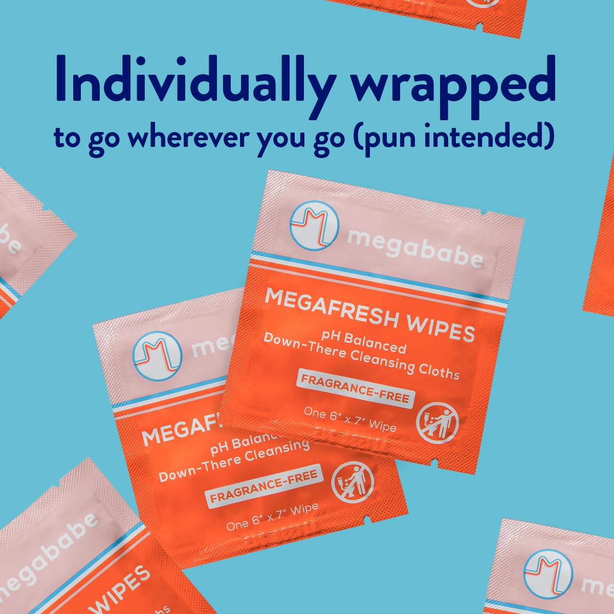 Megababe Megafresh Wipes - Unscented Intimate Cleansing Wipes | pH Balanced & Convenient | 16 Individually Wrapped Wipes