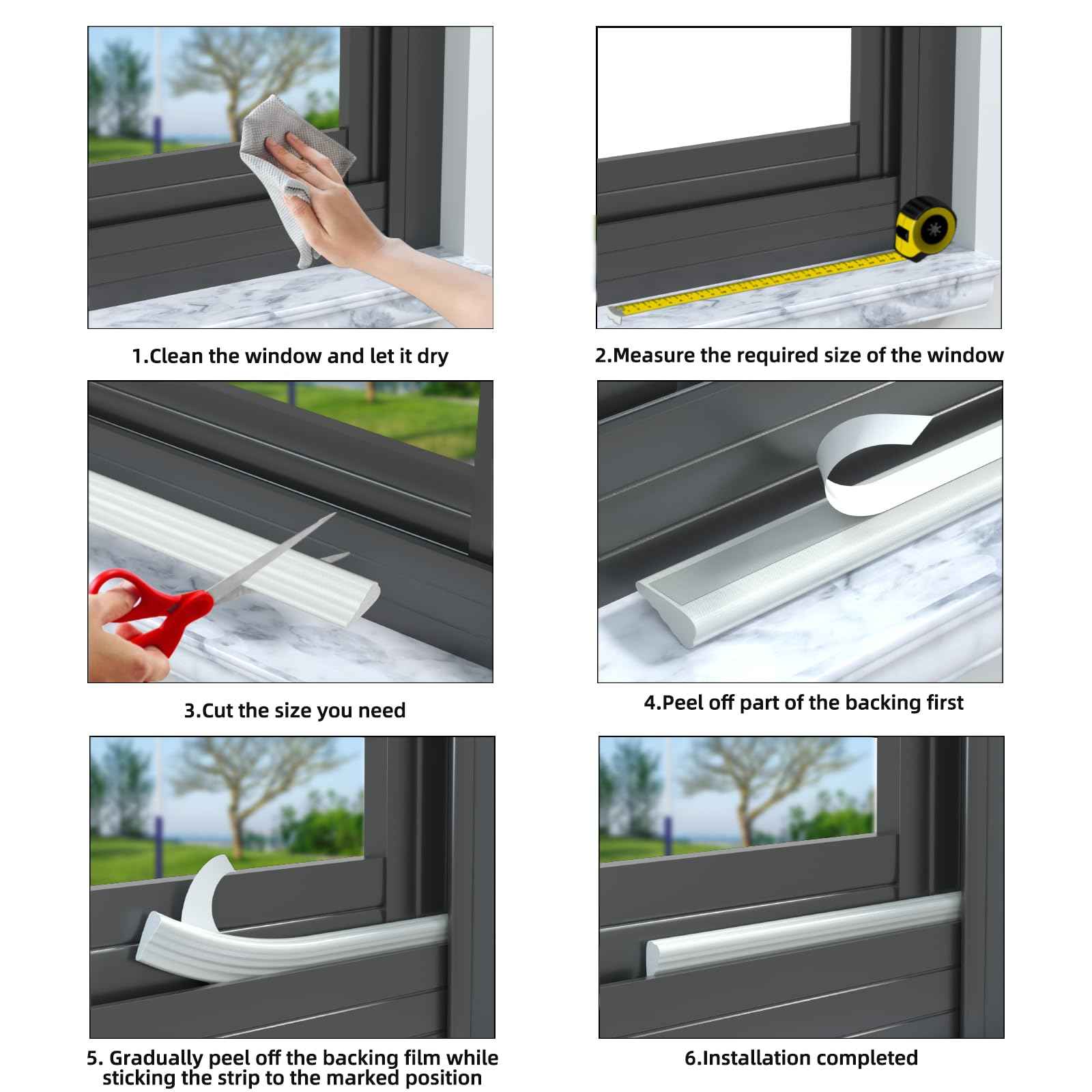 2 Pack*16.4 Ft Self-Adhesive Wedge Foam Window Weather Stripping Door Seal Strip, Soundproof Exterior Front Door Frame Gap Filler, Draft Stopper Foam Tape Noise Light Blocker (White)