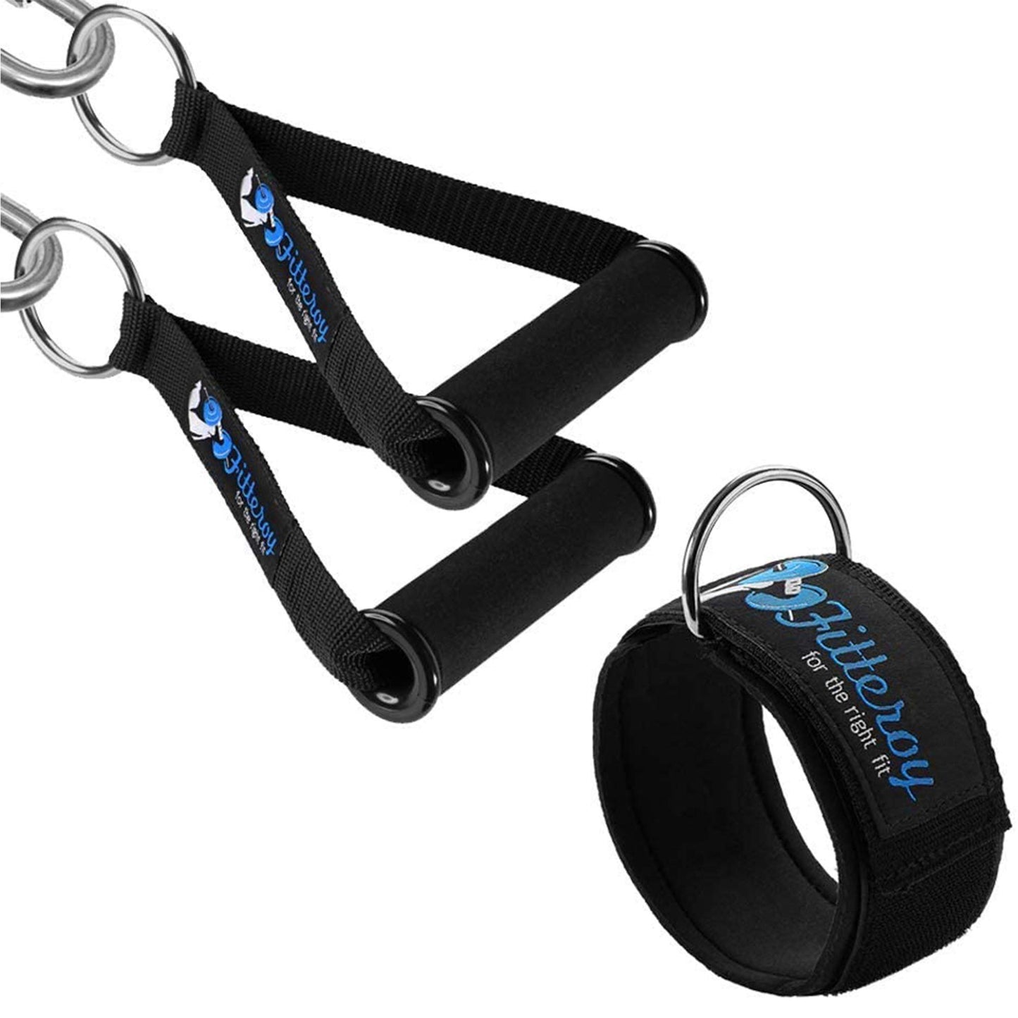 Cable Machine Attachments Handles and Ankle Straps Set - Replacement Gym and Home Gym Accessories - Exercise Straps and Handles for Resistance Bands