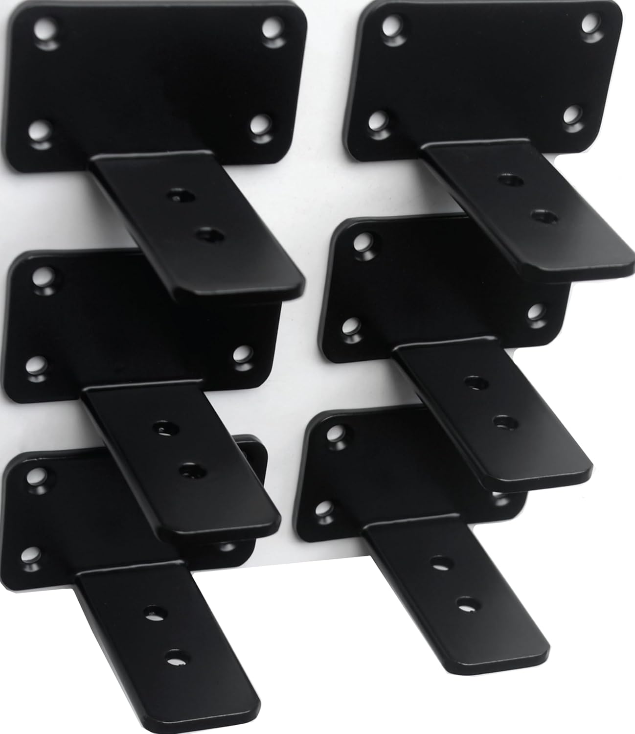 10-Inch Black Iron Floating Shelf Brackets - 12 Pack Rustic Industrial Support