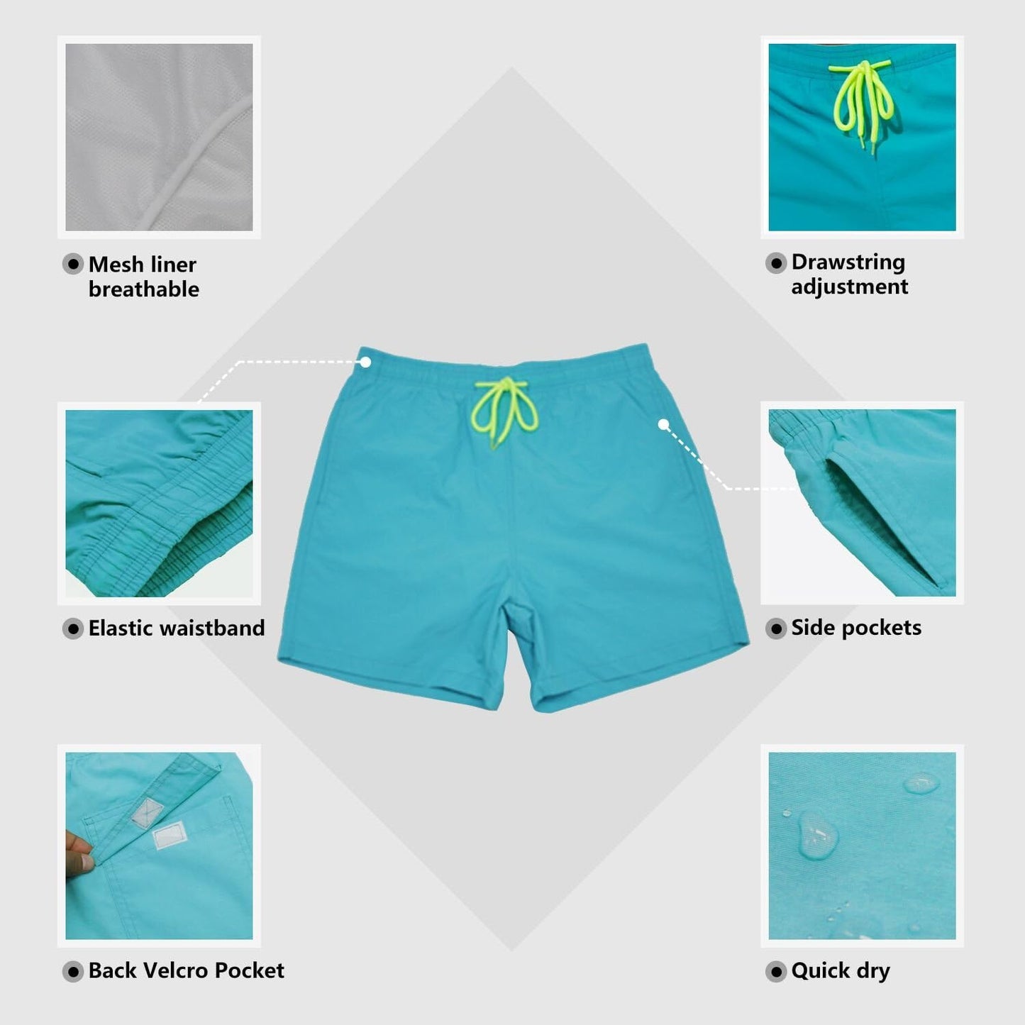 SILKWORLD Men's Swim Trunks - Quick Dry Beach Shorts with Pockets | Comfortable Fit