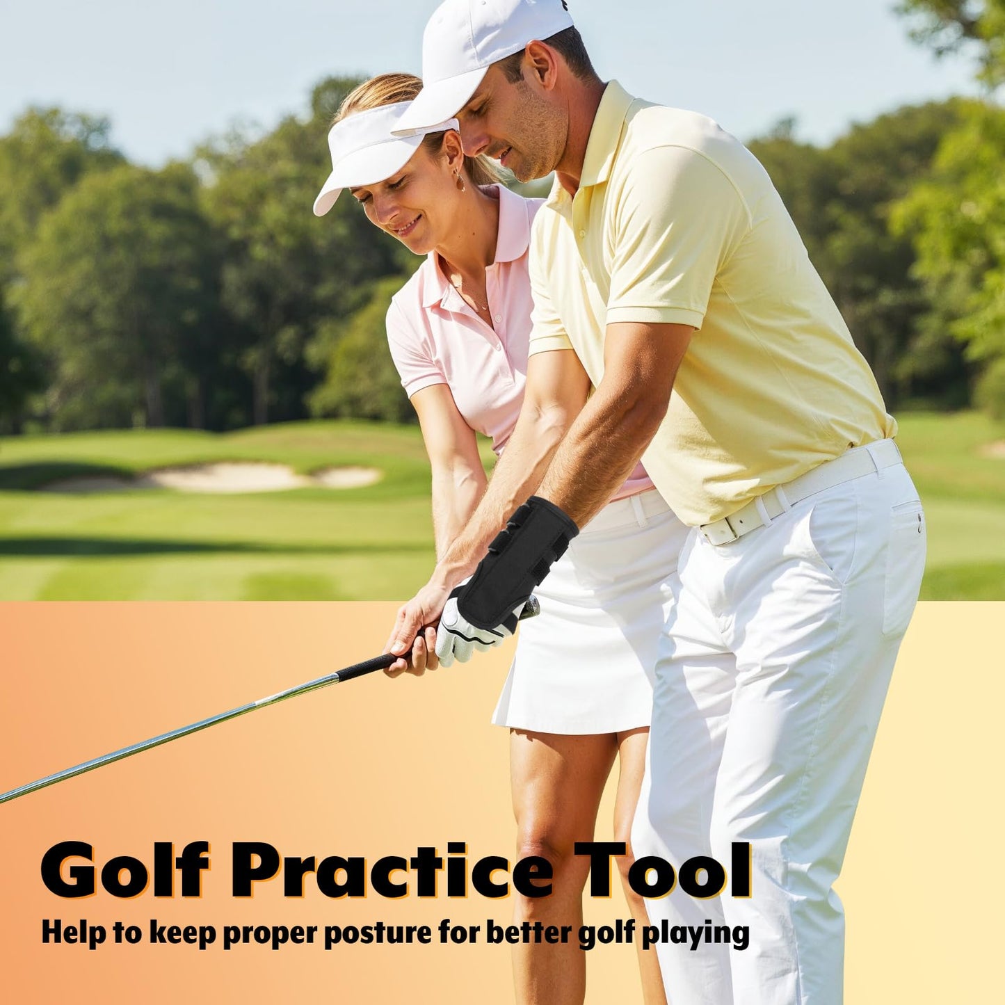 Easecos Golf Wrist Brace Golf Swing Alignment Arm Band - Wrist Correction Aid Training Equipment Swing Hand Gesture Practice Tool for Beginner Golfers Training on L to L Swing Practice