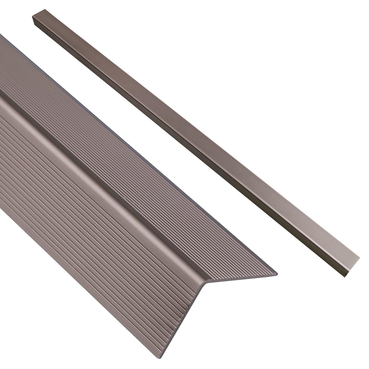 Baudelun 10 Pack Stair and Window Sill Nosing Protectors Aluminum Tread Plate,Stair Edge Protector,48" Long,Brown