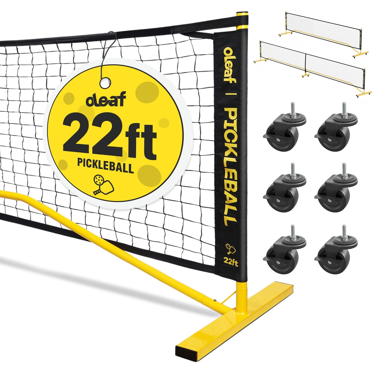 Portable Pickleball Net Set Regulation Size 22 FT Sturdy Metal Frame with Carry Bag Pickleball Net with Wheels Ideal for Backyard Driveway & Indoor Courts – Perfect for Youth Families & Professionals