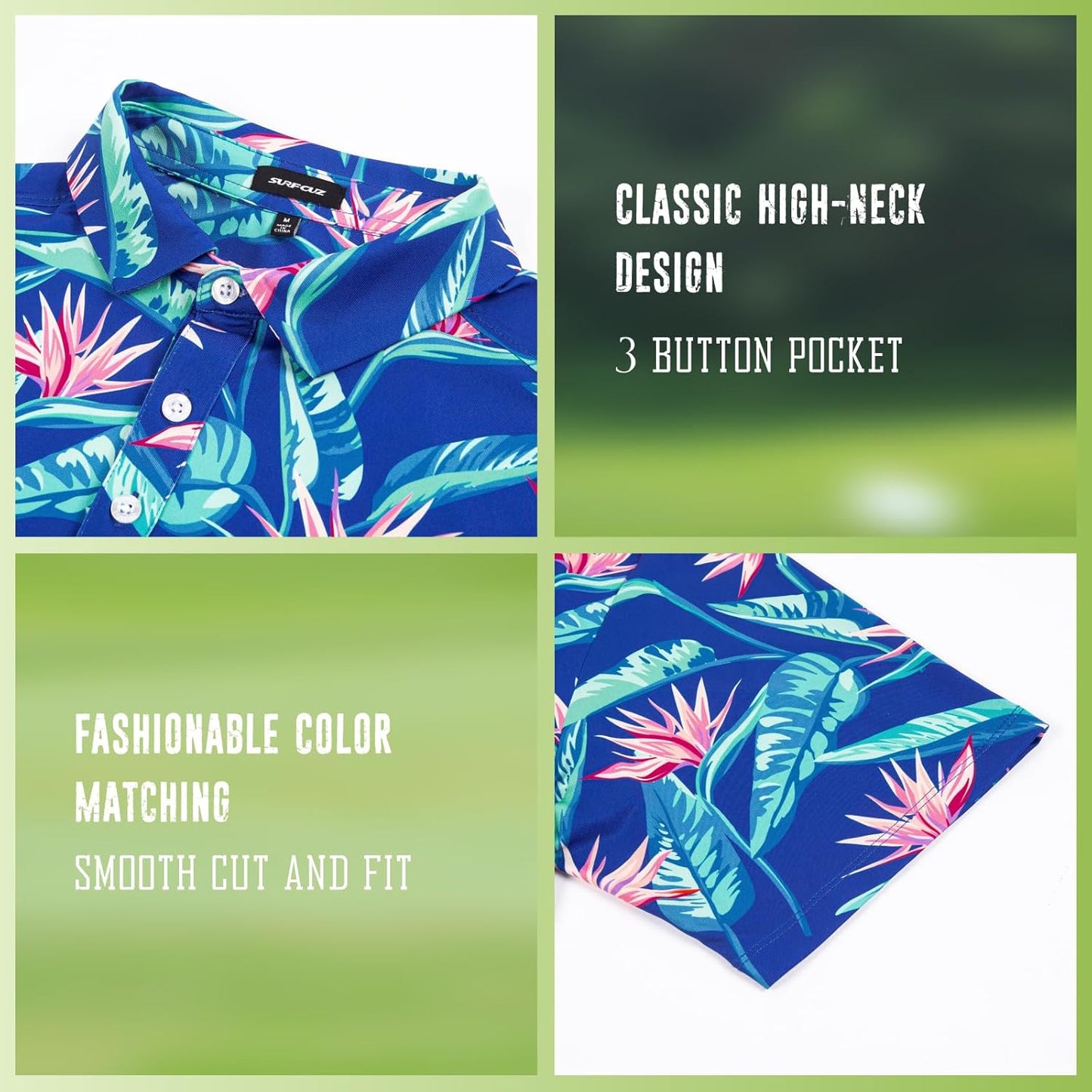 Surf Cuz Golf Shirt - Moisture-Wicking Men's Dry Fit Polo | Short Sleeve Performance with 4-Way Stretch