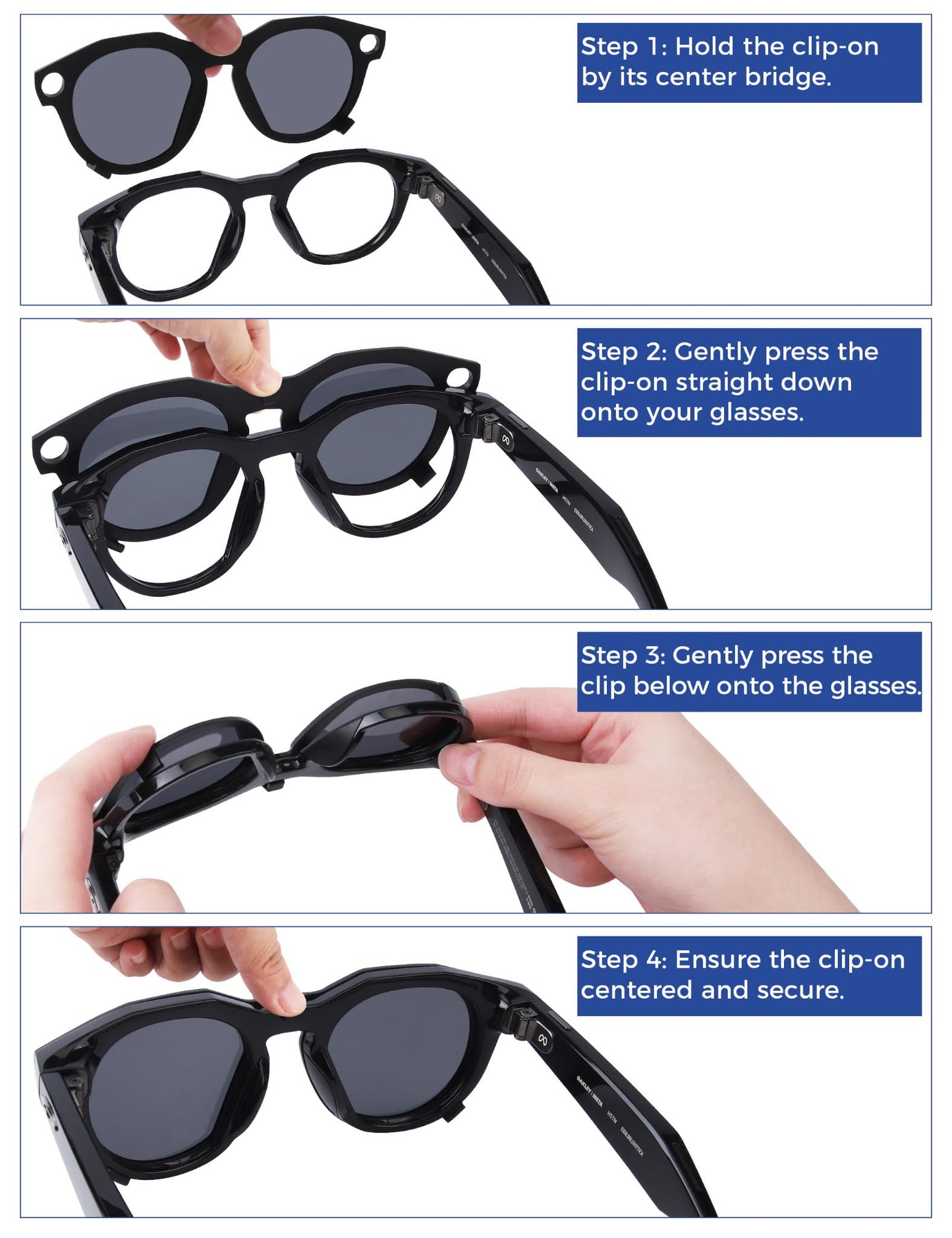 HILEEN Polarized External Mount Clip-on Sunglasses for Oakley Meta HSTN OW8002 51mm for Men Women UV Protection-Black