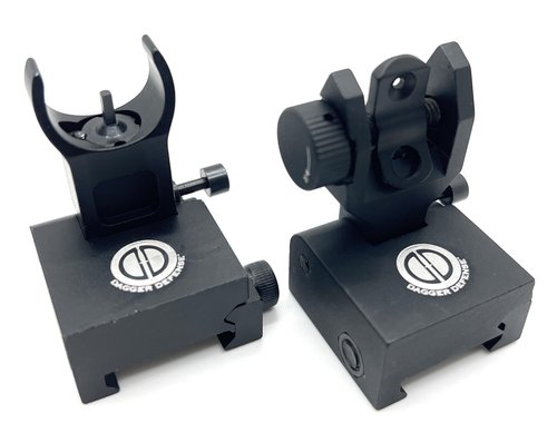 Dagger Defense- BUIS Classic Style flip up Iron Sights for Back up Optic Solutions (Crescent, Black)