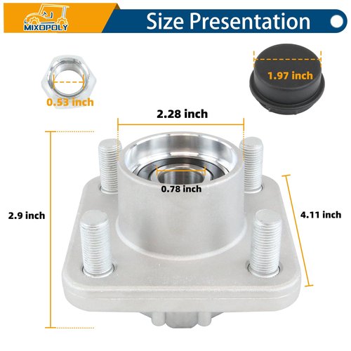 Mixopoly Golf Cart Front Wheel Hub Assembly 2 Pack for Club Car DS/Precedent/Onward/Tempo Gas and Electric 2003.5-up, Replacement Kit with Bearing/Oil Seal/Dust Cover, OEM# 102357701