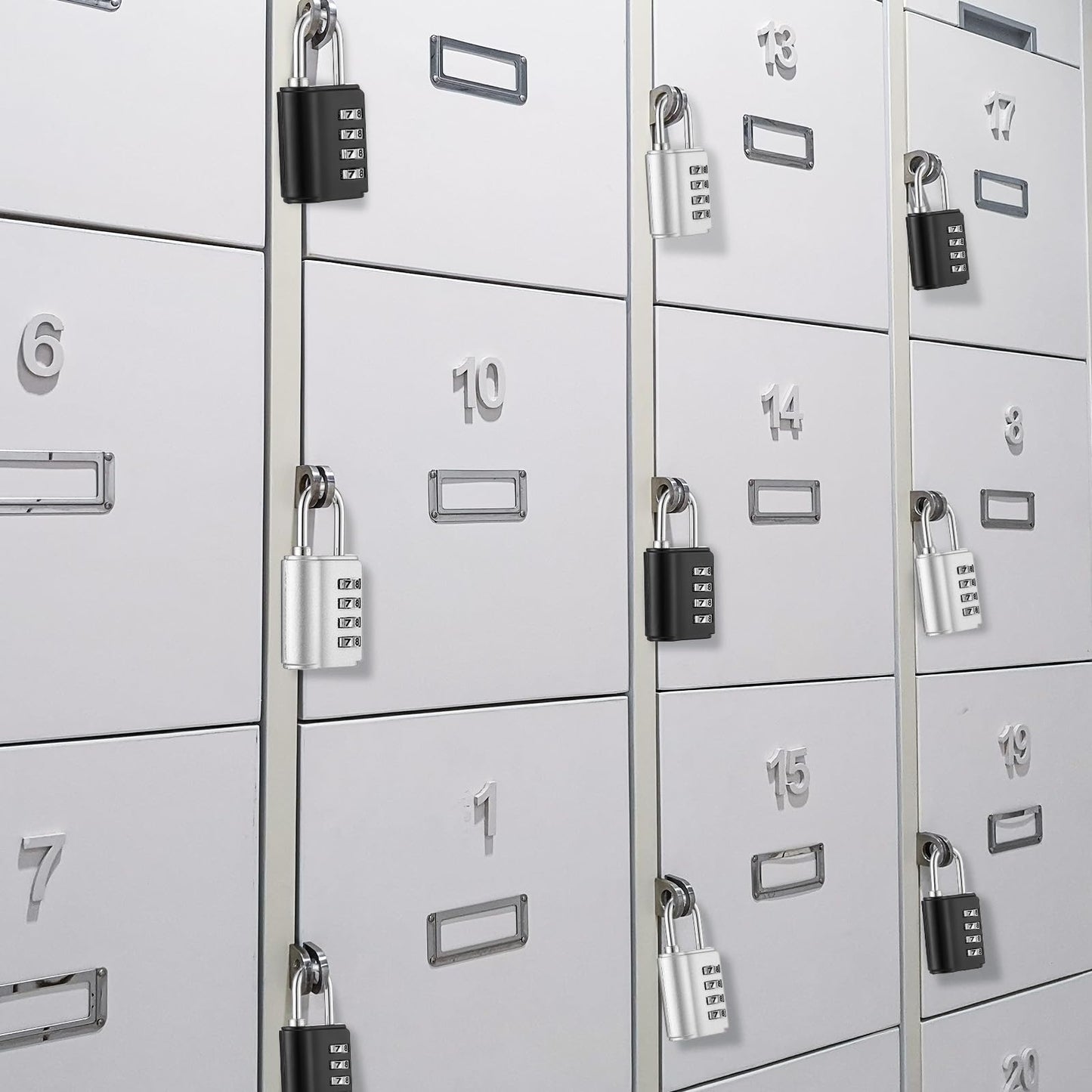 Kenning Combination Padlock 4 Digit Combination Lock with Keys Locker Resetable Security Outdoor Waterproof Lock for School Sports Gym Locker Employee Fence Case (Black Silver,30 Pcs)