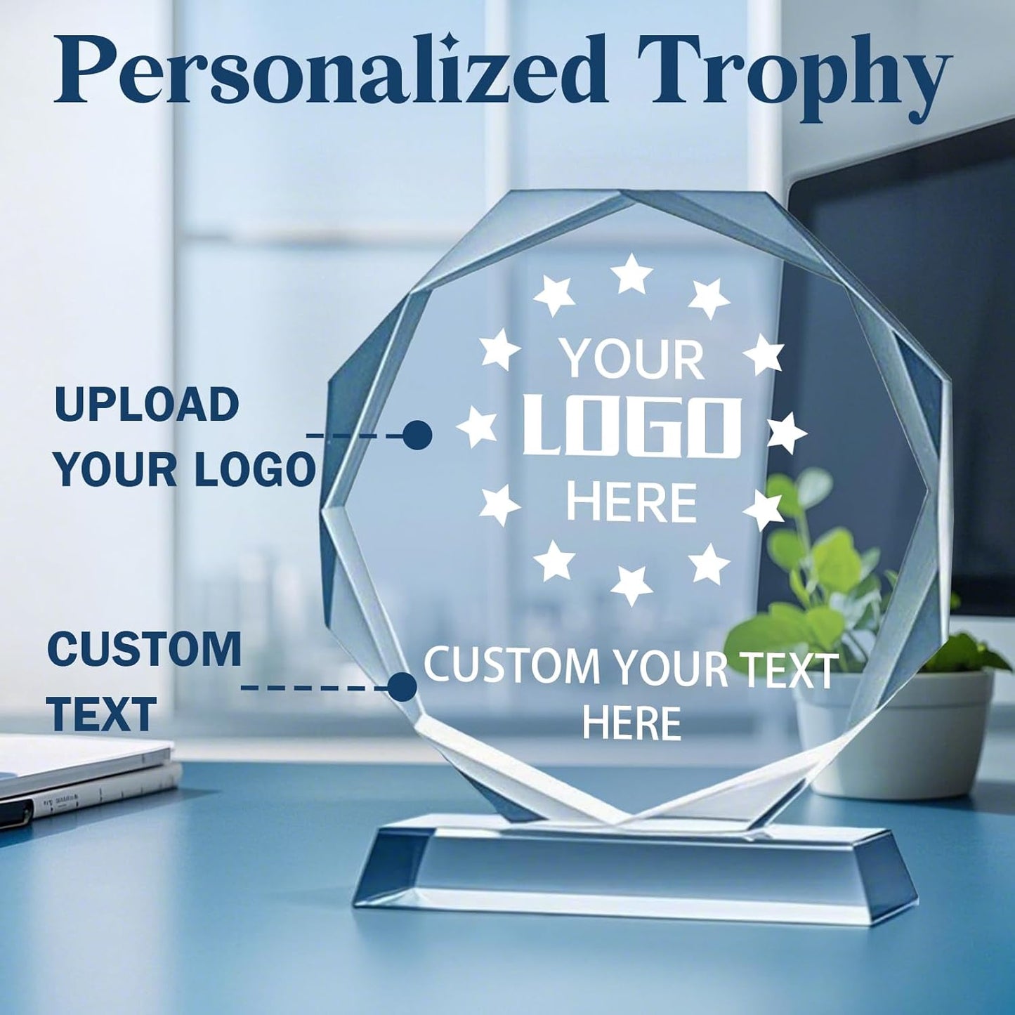 Personalized Crystal Trophy Award - Engraved Plaques for Employee Recognition | Perfect Coworker Gift