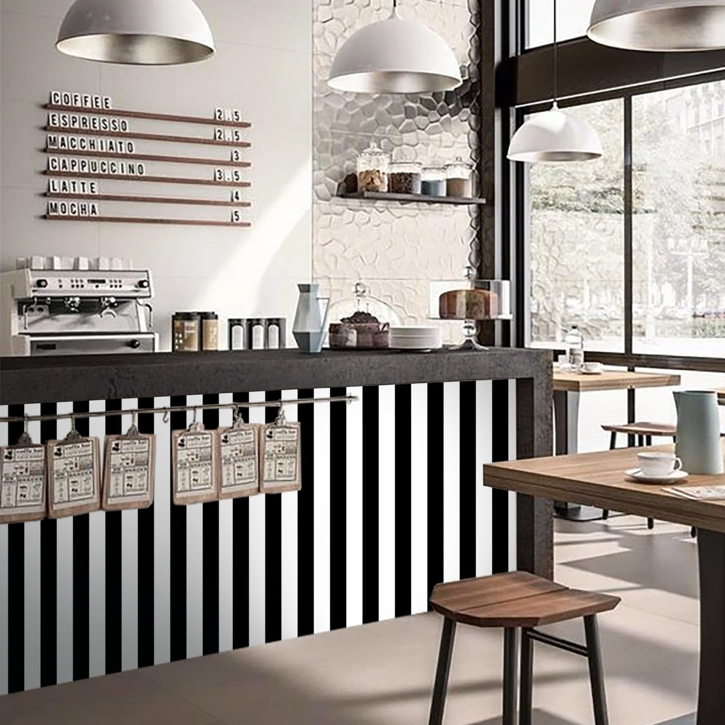 Amiya Wallpaper Peel and Stick Black and White Striped Wallpaper Geometric Removable Contact Paper Modern Self Adhesive Easy to Clean DIY Vinyl Home Decoration A Set of 17.3'' x 1200'' Roll