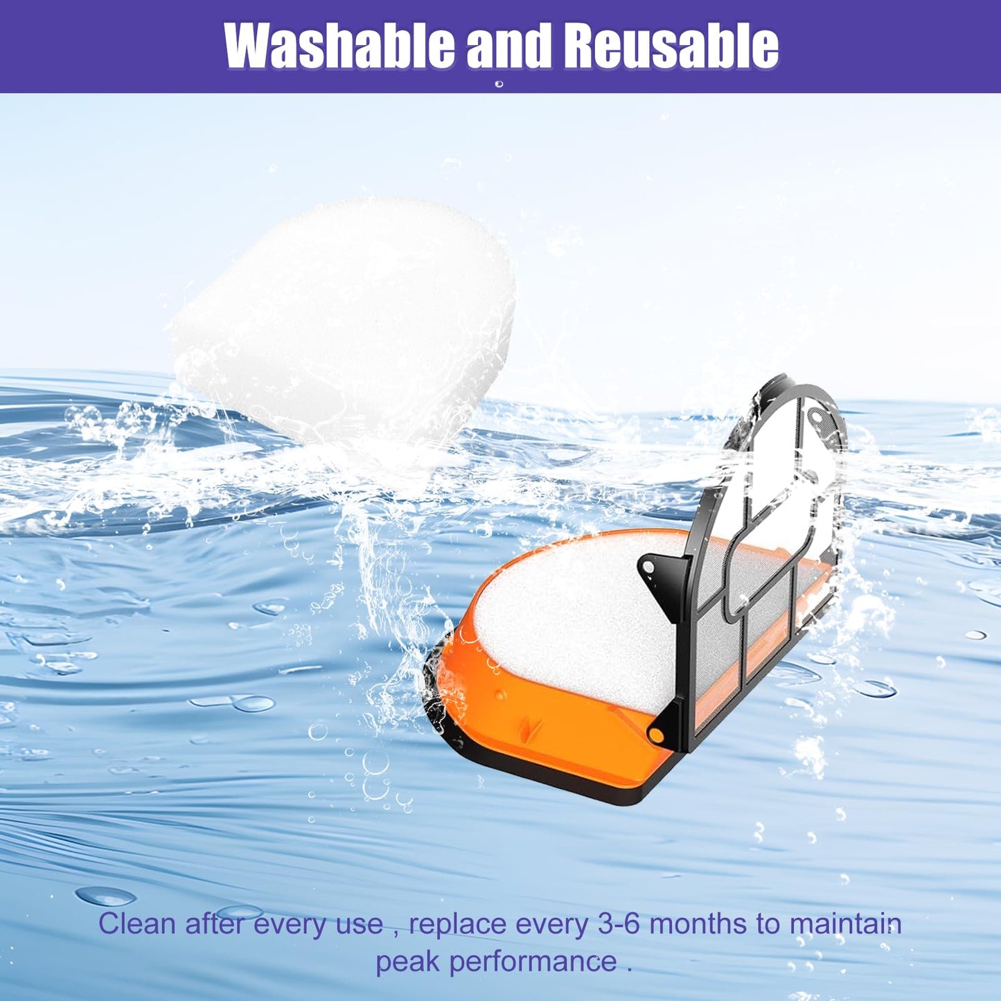 Replacement Foam Filters for Shark WD101 WD201 WD100 WD200 AW302 AW201 AW261 WD160 WD161 AW161 & MessMaster WD261 HydroVac XL 3-in-1 Vacuum Cleaner Parts# WDB1, WDB2, WDFF1, WDFF2, WDB1F2-8Pack