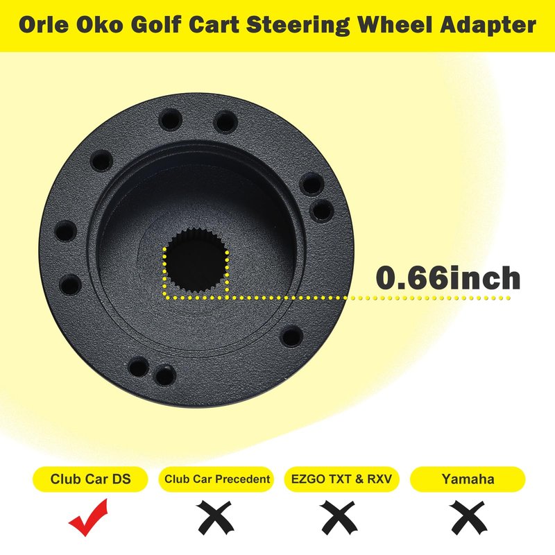 Orle Oko Golf Cart Steering Wheel Adapter Golf Cart Steering Wheel Adapter Hub Golf Cart Accessories for Club Car DS Golf Cart