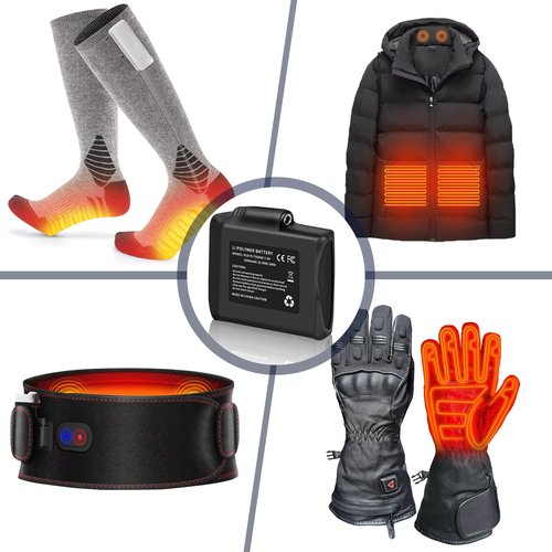 BSROBOTIC 7.4V 3500mAh Lithium Polymer Batteries - 2pcs Rechargeable Li-Polymer Batteries for Heated Gloves Socks Hats Jacks. Support 3.5mm Female DC Jack, Suitable for Skiing, Hunting, Hiking