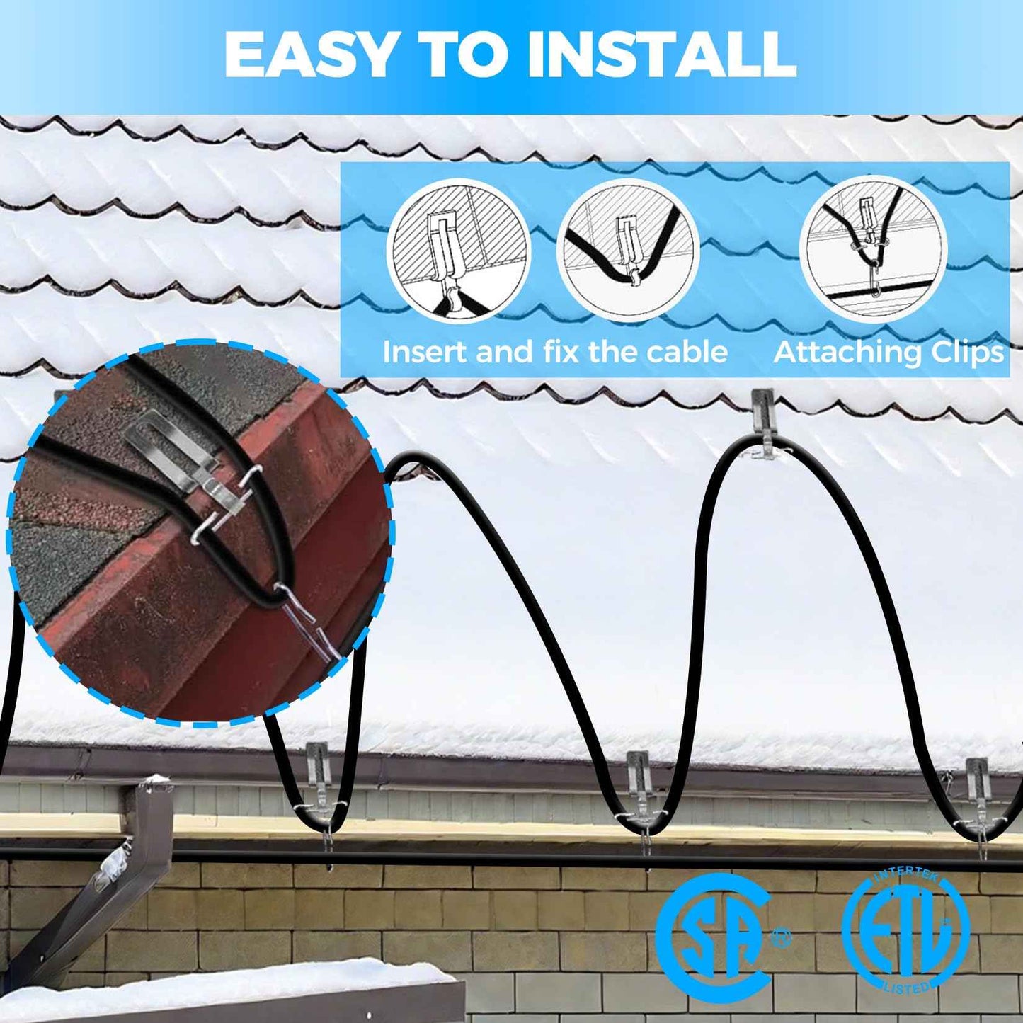 3FT~160FT Water Pipe Heat Cable for Pipe Freeze Protection, Pipe Heating Cable for Metal And Plastic Home Pipes, Energy-Saving Heat Trace Cable Keeps Water Flowing, 120V 5W/ft（50FT）