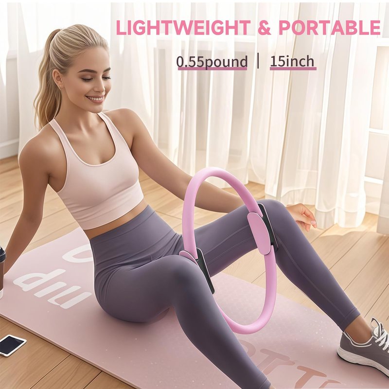 AAMMZZ Pilates Essential Kit - Home Pilates Equipment Set - with Toning Pilates Ring & Long Resistance Bands & 3 Level Pilates Loop Bands & Soft Pilates Ball & Pilates Grip Socks (Blue)