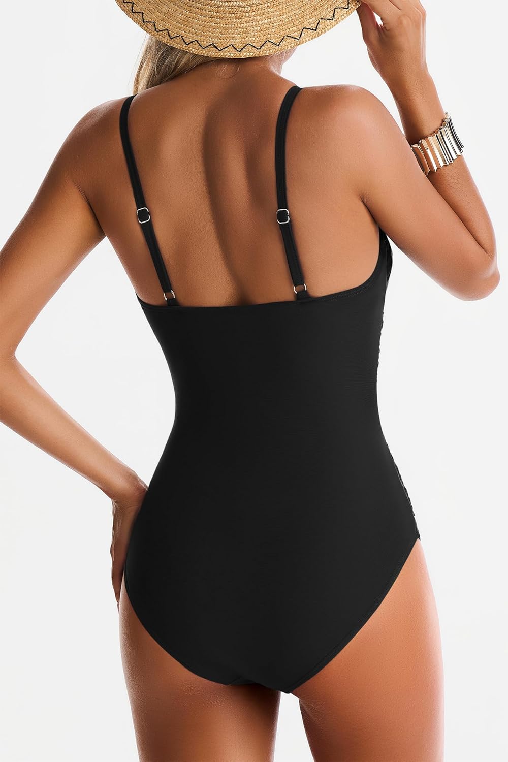 Skiennix One Piece Swimsuit - Tummy Control Mesh Bathing Suit with Push-Up Design | Slimming Square Neck