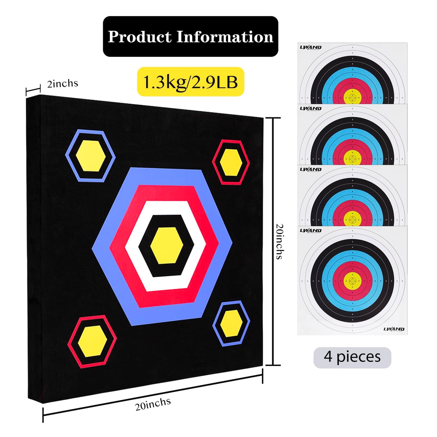LWANO 20 inch High Density Foam Archery Target