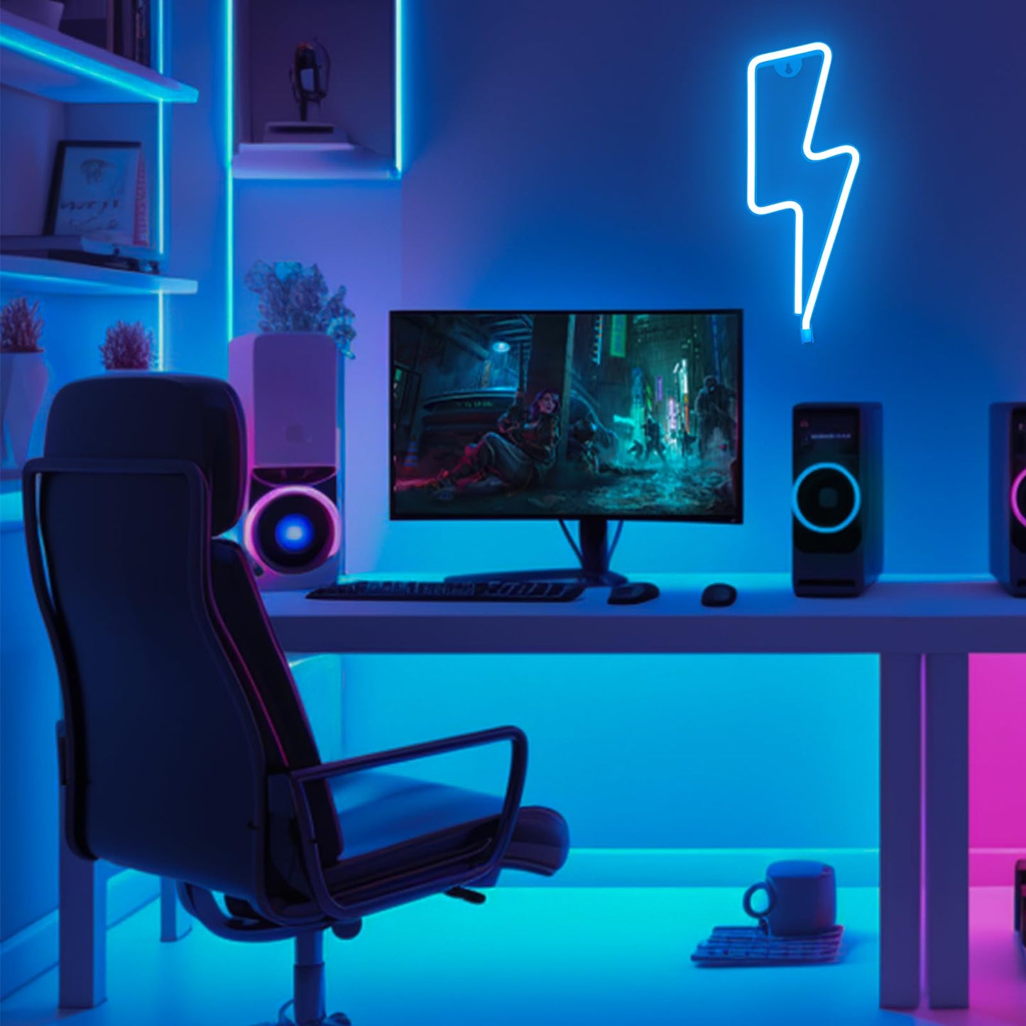 BerniceKelly Neon Signs Lightning Bolt Neon Light Sign for Wall Decor, Battery or USB Powered Led Lightning Light Neon Sign for Bedroom Kids Room Birthday Party Wedding Home Decorations