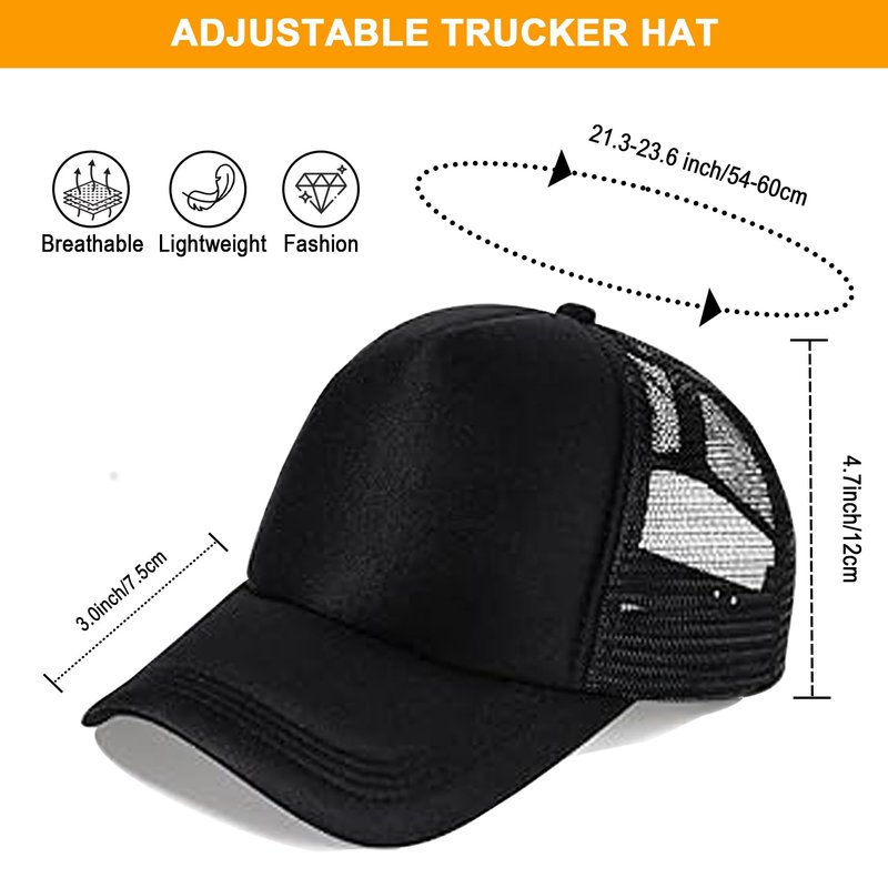 VELTAUTY 6 Pack Multicolor Trucker Hats - Adjustable Mesh Sublimation Blank Hats for Men and Women