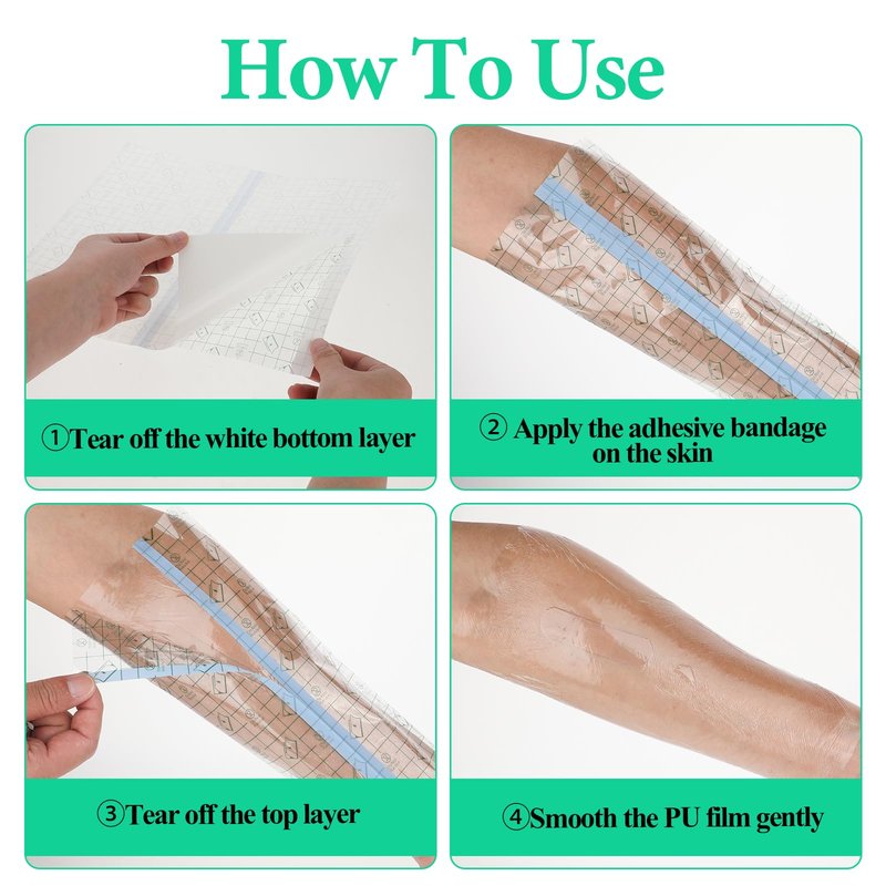 25Pcs Waterproof Bandages for Wounds, 10 x 12 Inch Stretch Transparent Film Dressing with Non-Stick Center Pad, Adhesive Waterproof Wound Cover for Surgery Injury Protector