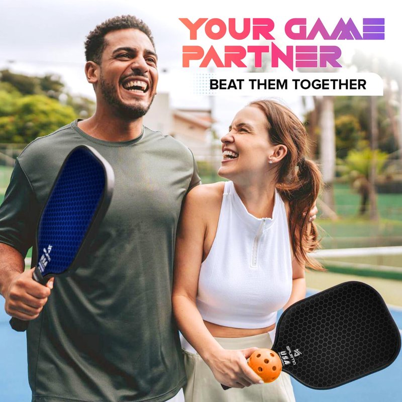 Spurtia Pickleball Paddles Set of 2 - USAPA Approved Fiberglass Pickle Ball Rackets with Balls, Grip Tapes and Carry Bag - Lightweight Pickleball Set for Men, Women and Beginners
