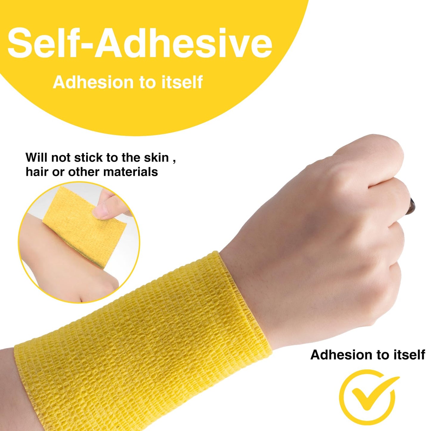 Pharmacy Choice Self Adhesive Bandage Wrap, 4" X 5 Yards Elastic Cohesive Bandage Wrap, Color Athletic Tape, Vet Wrap, Ankle Tape,Non-Woven Cohesive Bandage,9 Pack