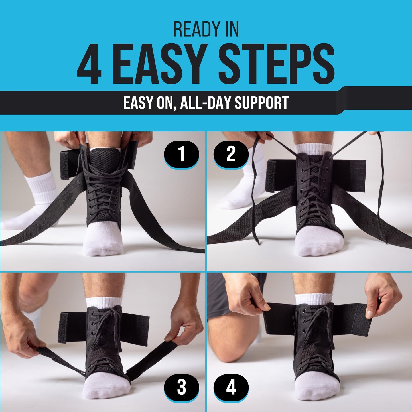 Z ATHLETICS Ankle Brace for Women & Men - Lace Up Adjustable Support with Side Stabilizers for Sprained Ankle, Achilles Tendonitis Relief | Basketball, Volleyball, Running & Sports Recovery