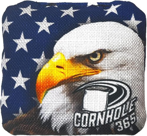 Cornhole365 Cornhole Bags - Heavy-Duty, All-Weather, Double-Stitched Fabric - American Eagle Design | Set of 8