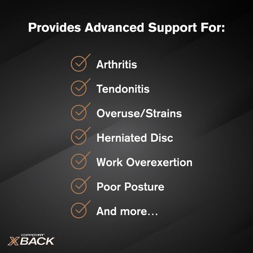 Copper Fit X-Back Brace - Adjustable Lumbar Support for Lower Back Pain Relief | Small/Medium