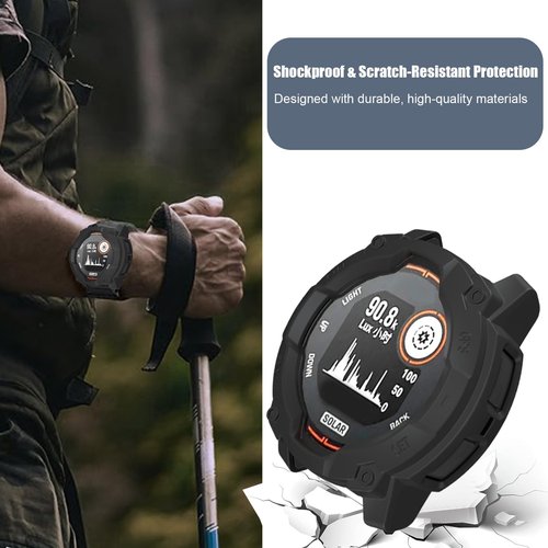 Compatible for Garmin Instinct 3 Case with Band, Classic Watch Bands with Case Cover Compatible for Garmin Instinct 3 45mm, 50mm Watch (Black case+Black band, for Instinct 3 50mm)