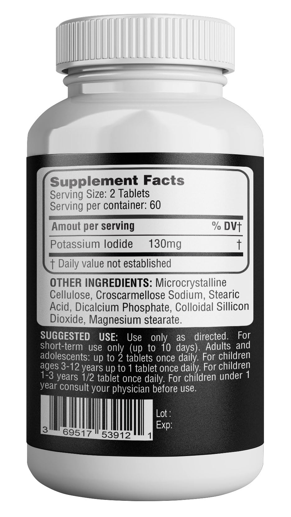 Potassium Iodide130 mg - KI Tablets- Potassium130 mg - USA Made Potassium Iodine Pills YODO Naciente, Yoduro de potasio - 120 Tablets